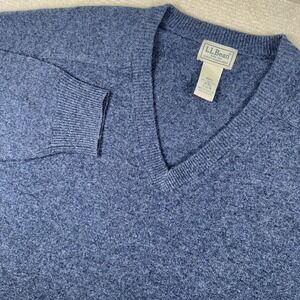 Vintage L.L.Bean Sweater Mens Medium Blue Lambs Wool V Neck Grandpa